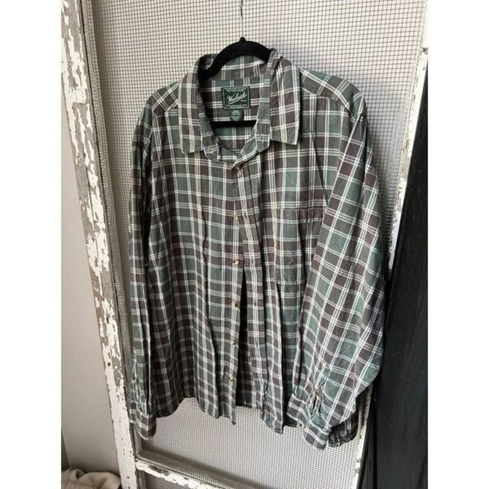 Woolrich Plaid Button Down Green Shirt Mens Large Classic Cotton Pockets XXL